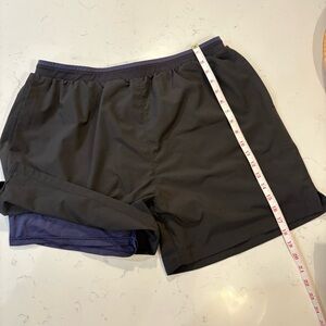 MIER Men’s 2-in-1 Running Shorts XXL Black Blue Liner Workout